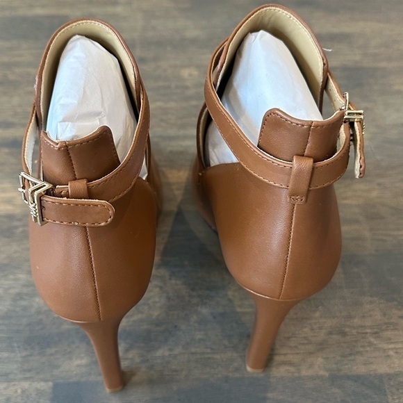 MICHAEL Michael Kors Lawson Open Toe Leather Bootie Brown - Picture 8 of 10